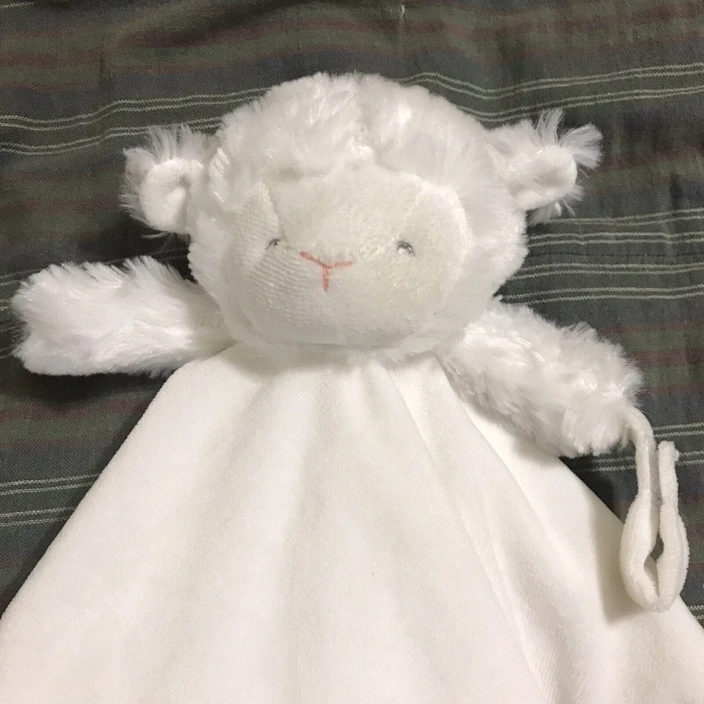 Carters White Sheep Lamb Lovey Security Blanket Pacifier Holder Soft Plush 2016
